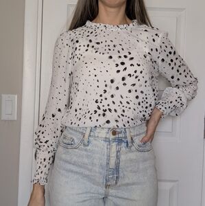Women's White and Black Polka Dot Dalmatian Top